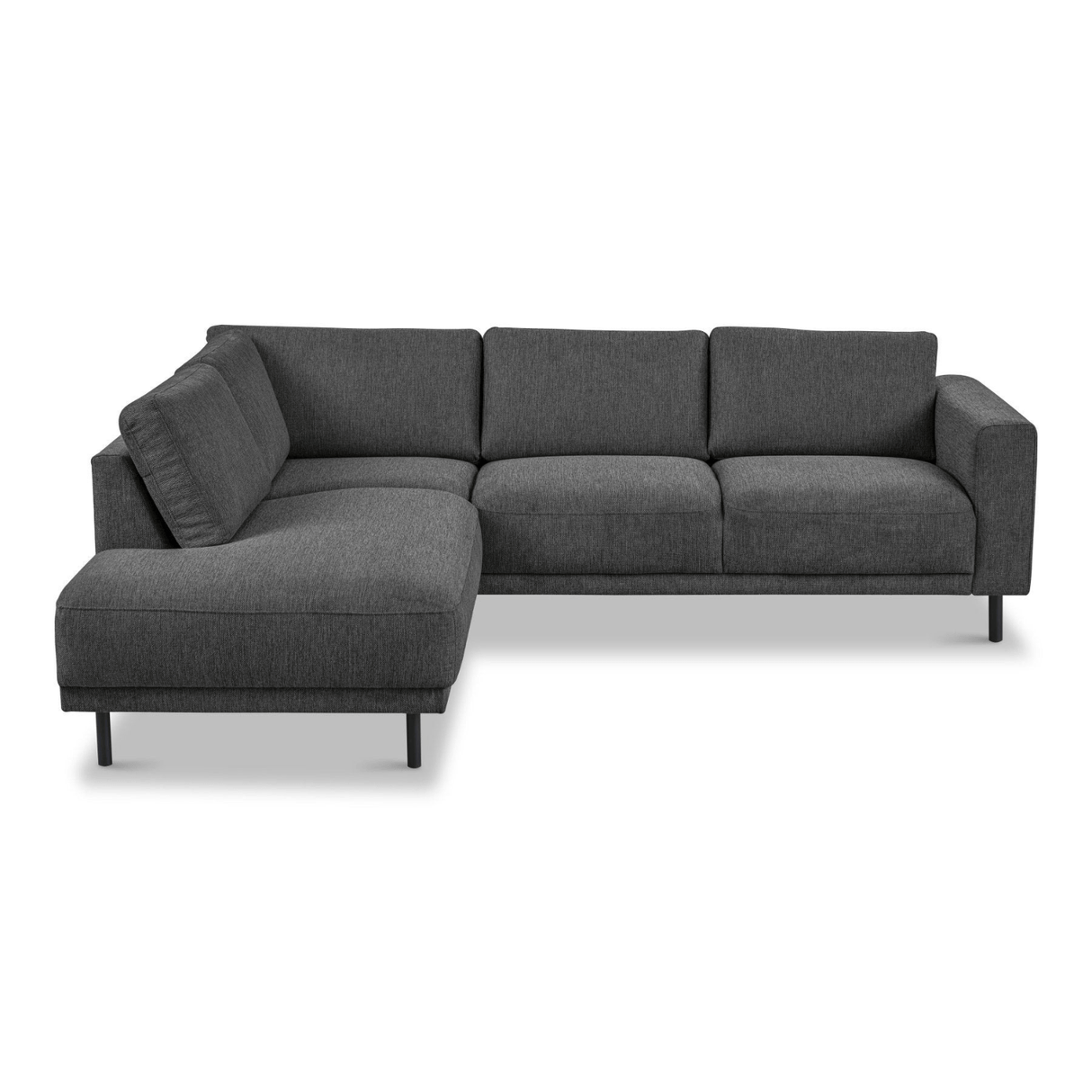 Modern 3-seater Corner Sofa Left Anthracite Fabric Aniko with Lounger 240x197x78 cm