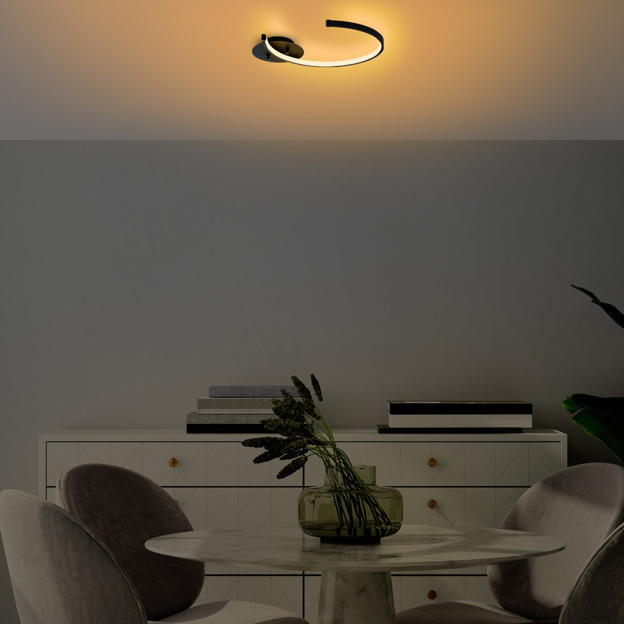 Ceiling lamp Black Metal Lunaris