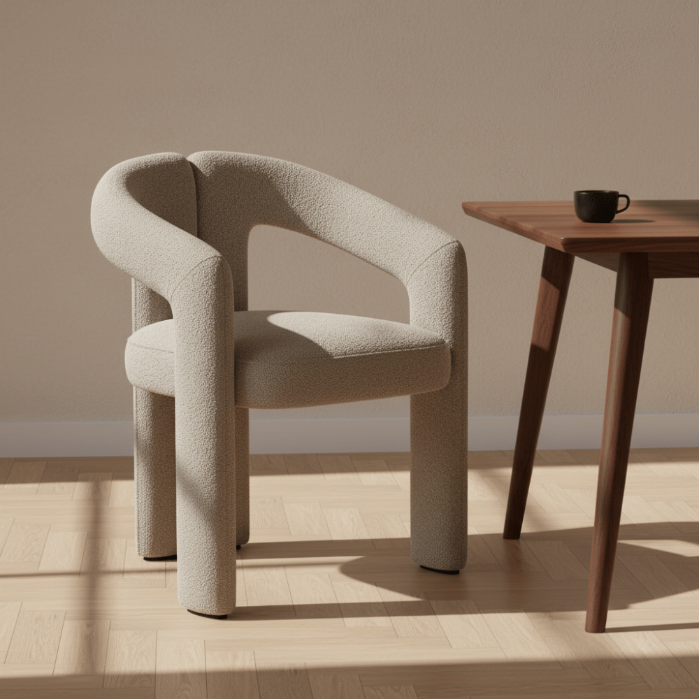 Design Dining Chair Sand Color Bouclé Maro - Fully Upholstered