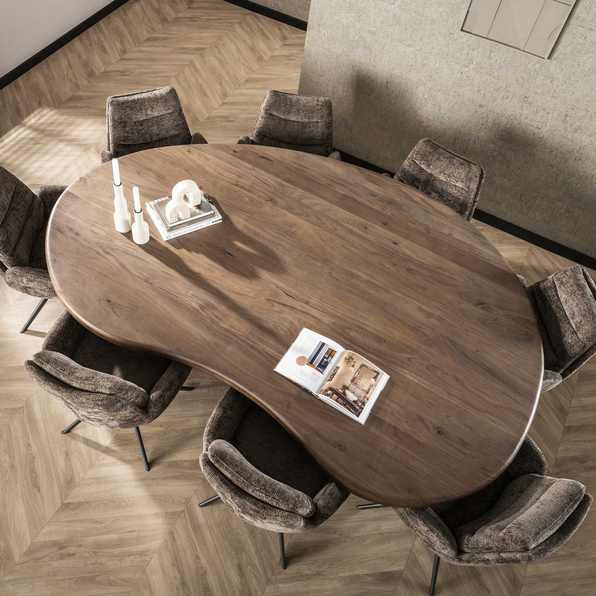 Organic Shaped Dining Table Alo Acacia Wood Brown 240x160 cm