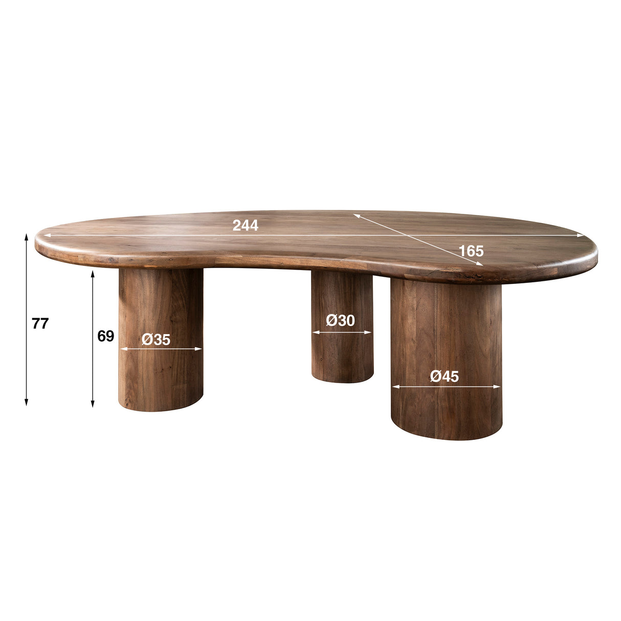 Organic Shaped Dining Table Alo Acacia Wood Brown 240x160 cm