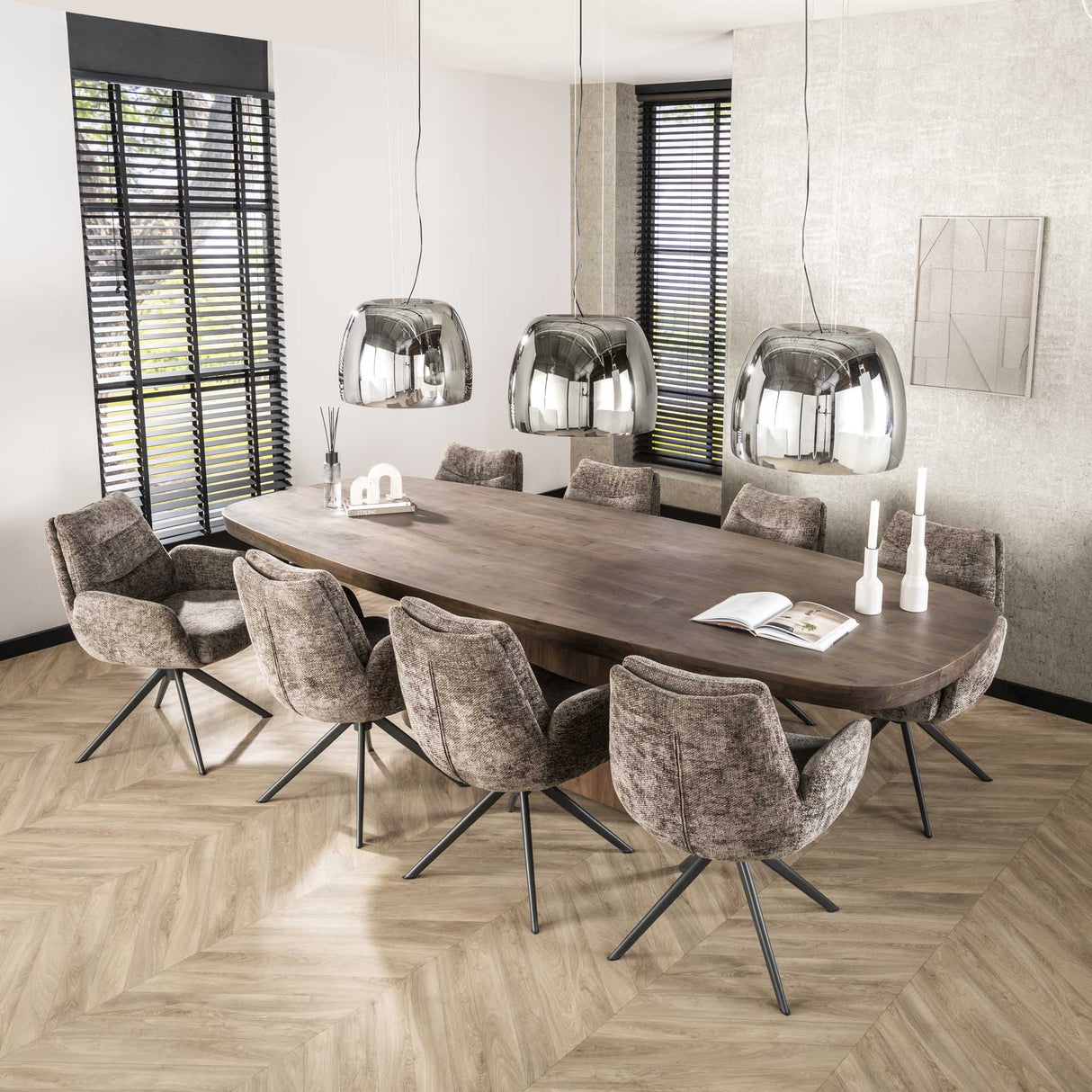 Danish Oval Dining Table Alo Acacia Wood Brown 300x120 cm