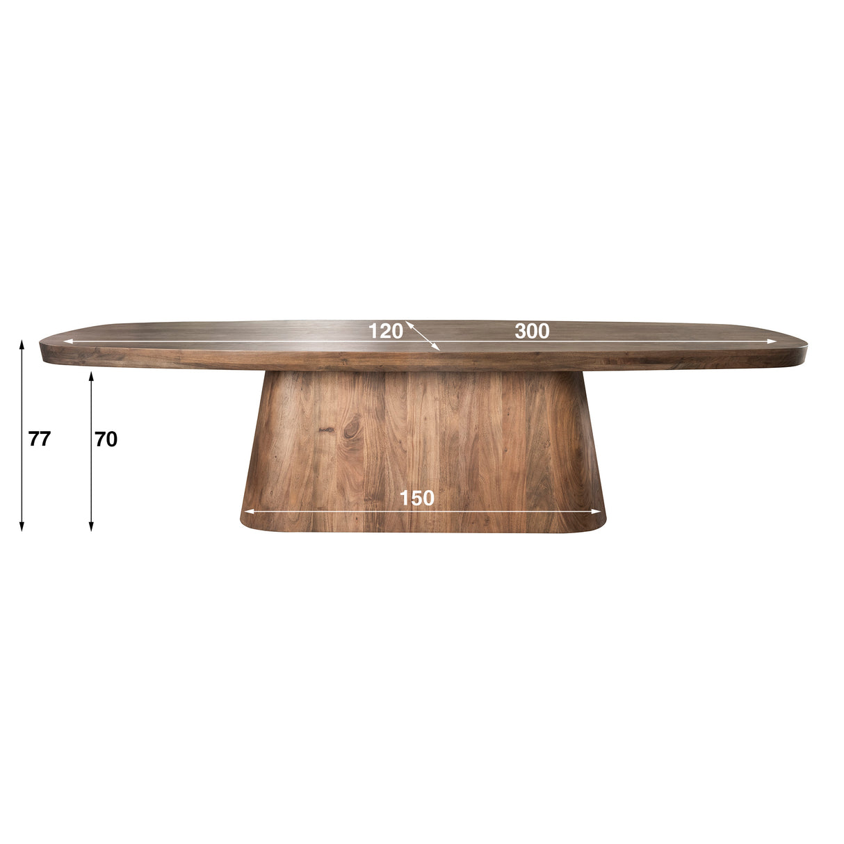 Danish Oval Dining Table Alo Acacia Wood Brown 300x120 cm