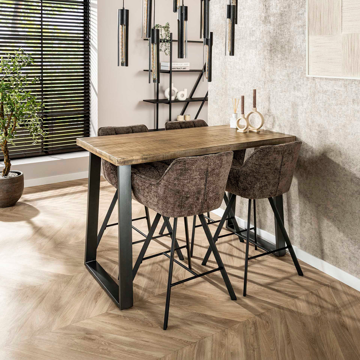 Indsutrail bar table Mango wood Wyatt 135x70 cm