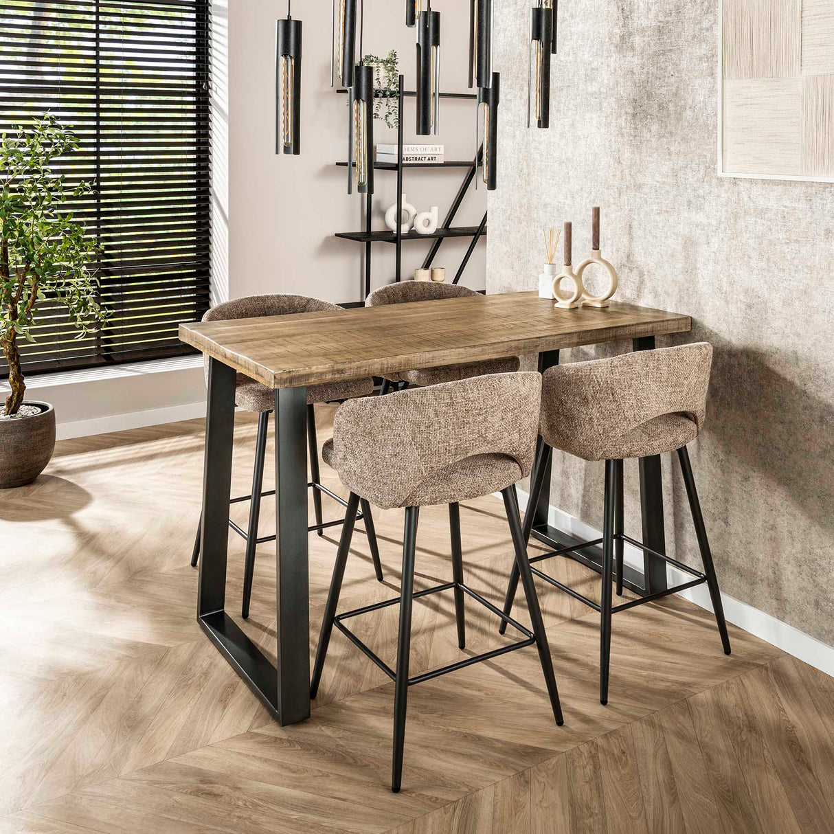 Indsutrail bar table Mango wood Wyatt 135x70 cm