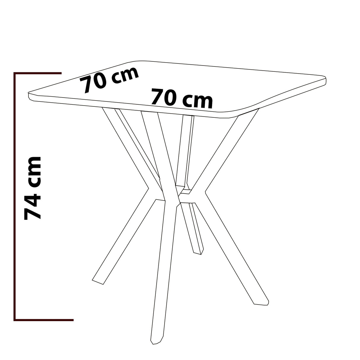 Elma dining table in walnut 70 x 70 cm Melamine-faced wood composite