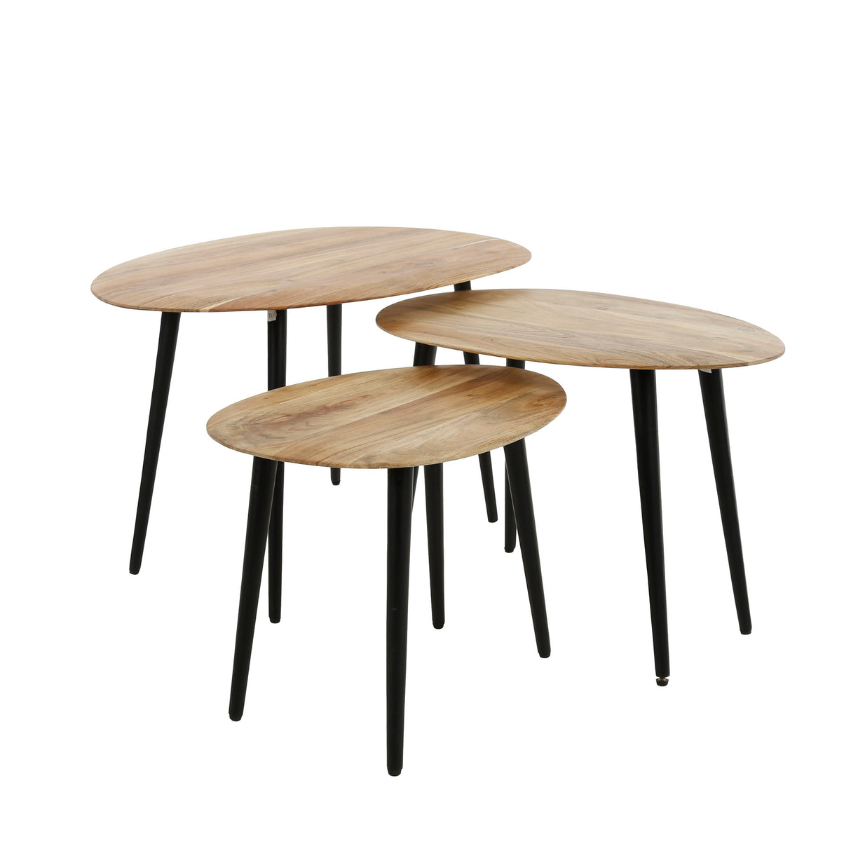 Organic coffee table set of 3 Loiza Acacia Wood Naturel