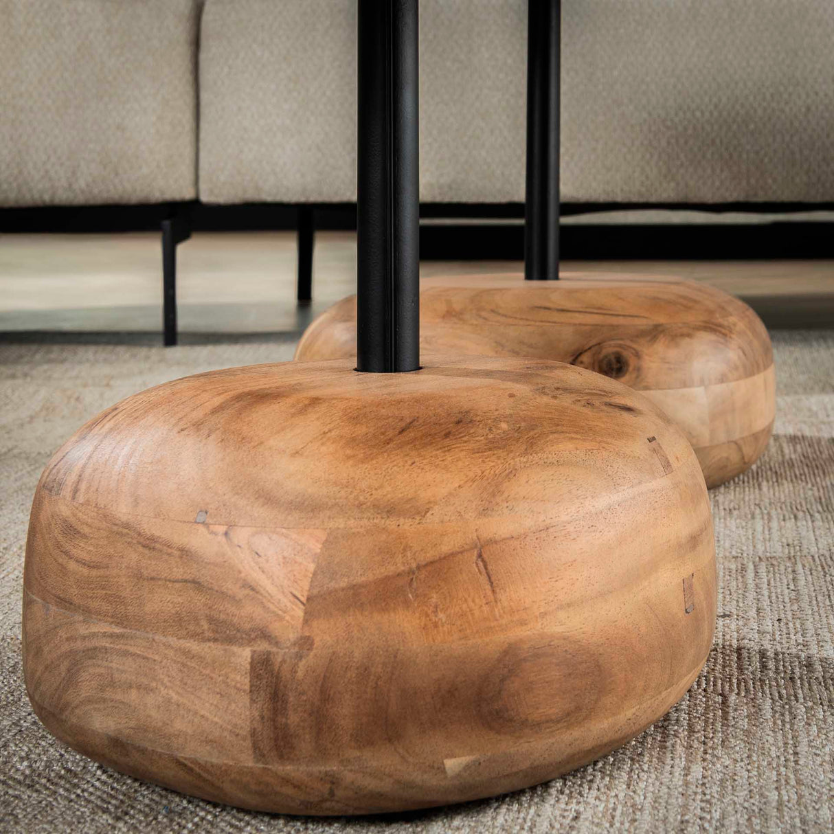 Coffee table set of 2 Mosi Organic Acacia wood Natural