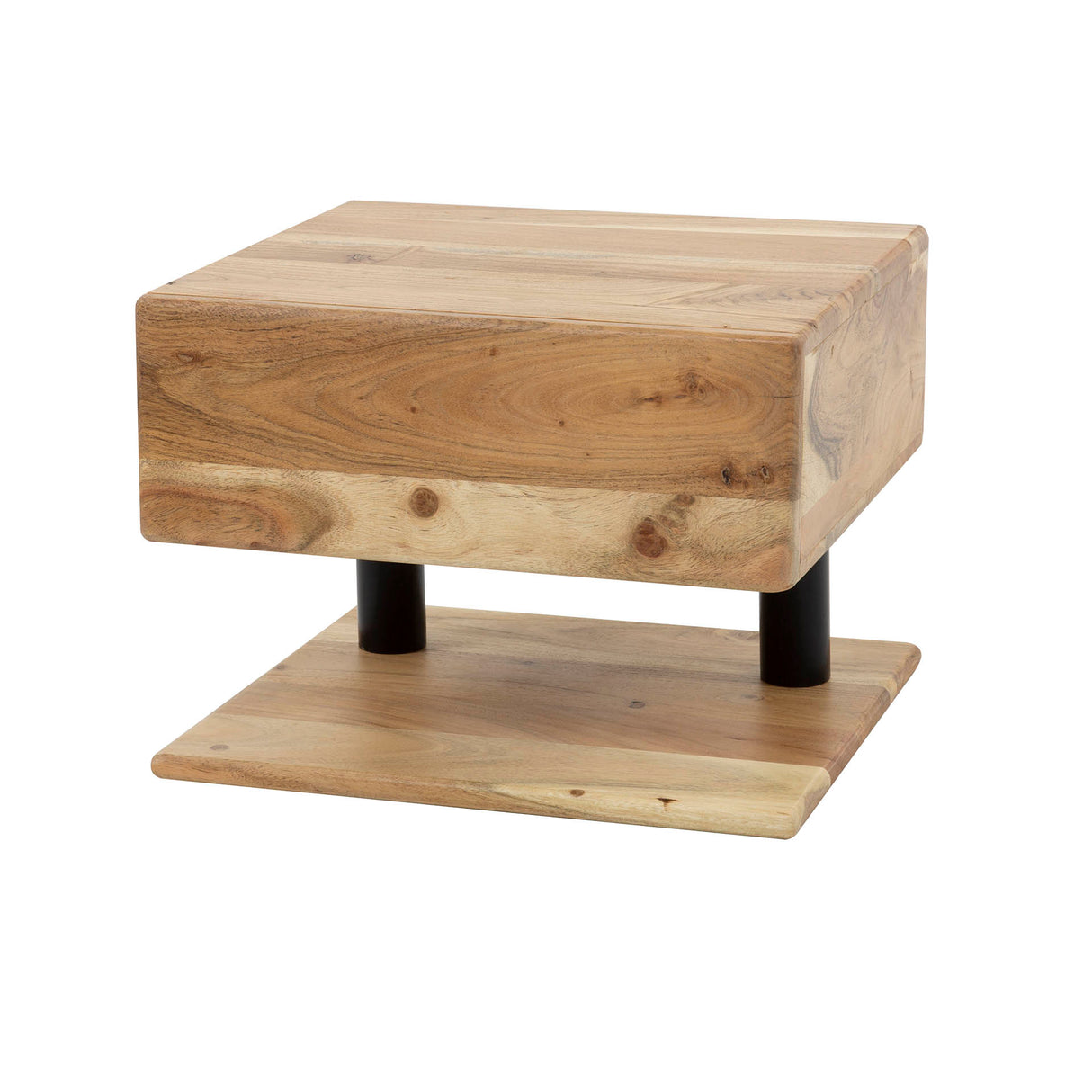 Floating Bedside Table Ian Acacia Wood with Drawer & Shelf