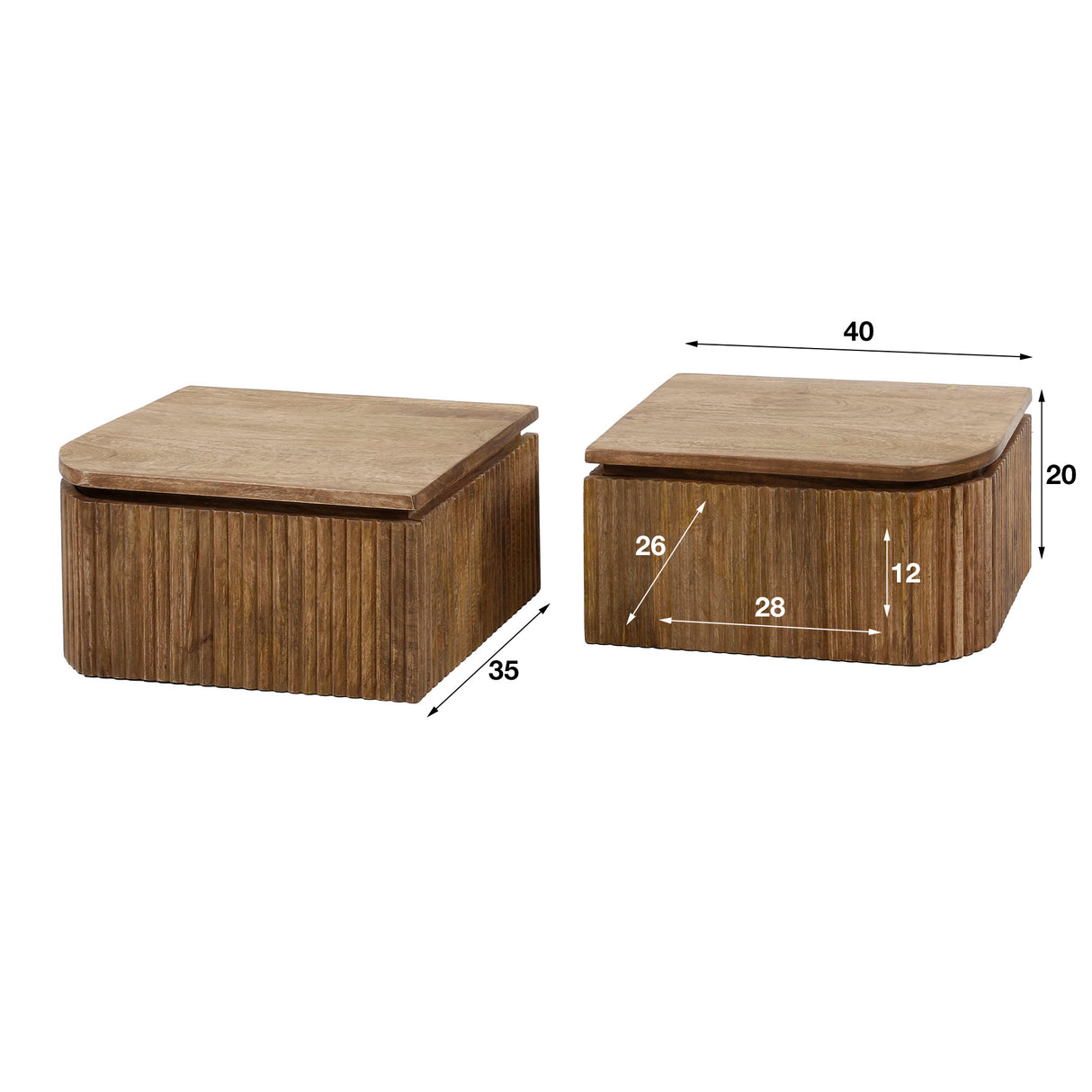 Floating Bedside Table Maria Set of 2 Mango Wood