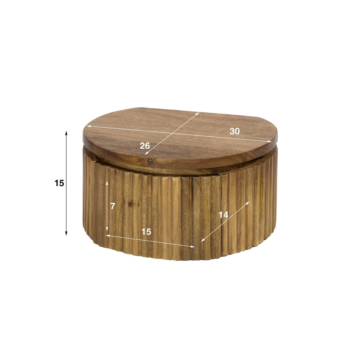 Floating bedside table Curve round 1-drawer Mango wood sand