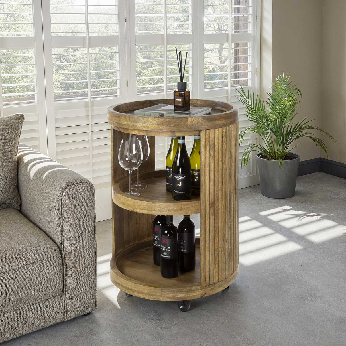 Bartrolley Mango wood sand color on wheels