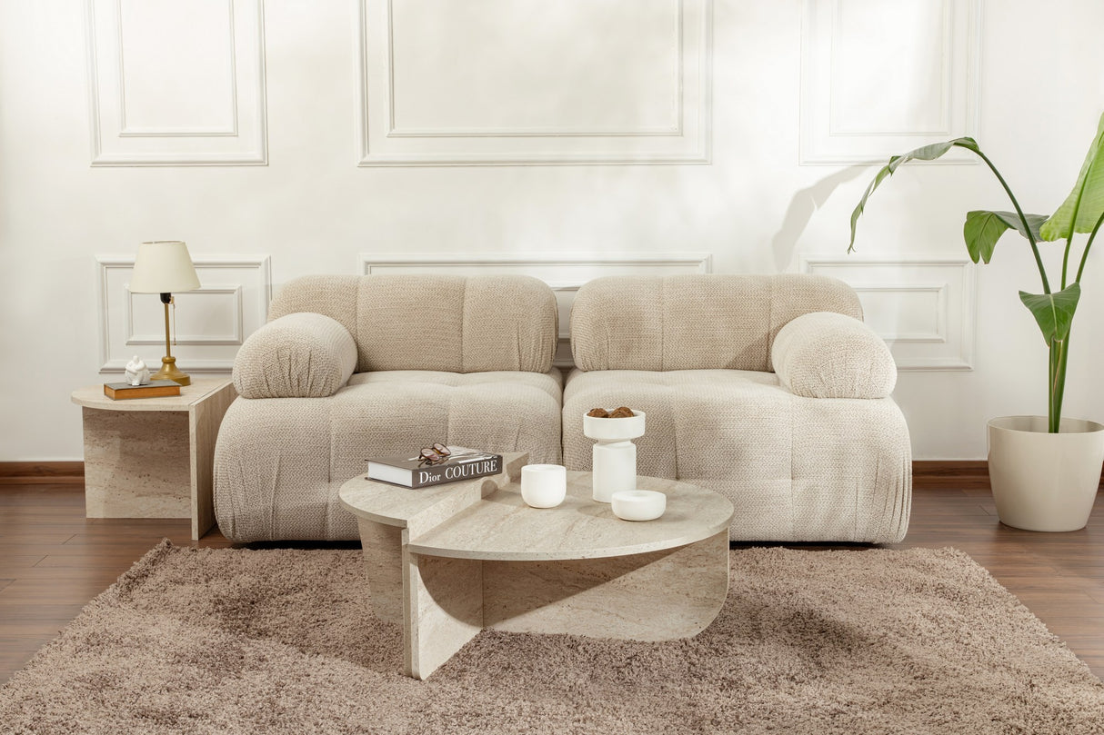 Round Coffee Table Marble Look Melamine 85 cm Orin