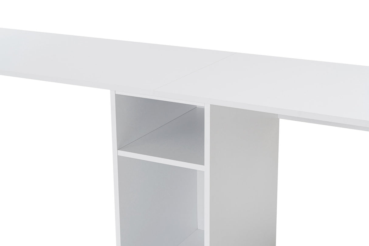 Study Bureau Melamine 240x60 cm Twin Study Desk with Silver and Gold White Gold