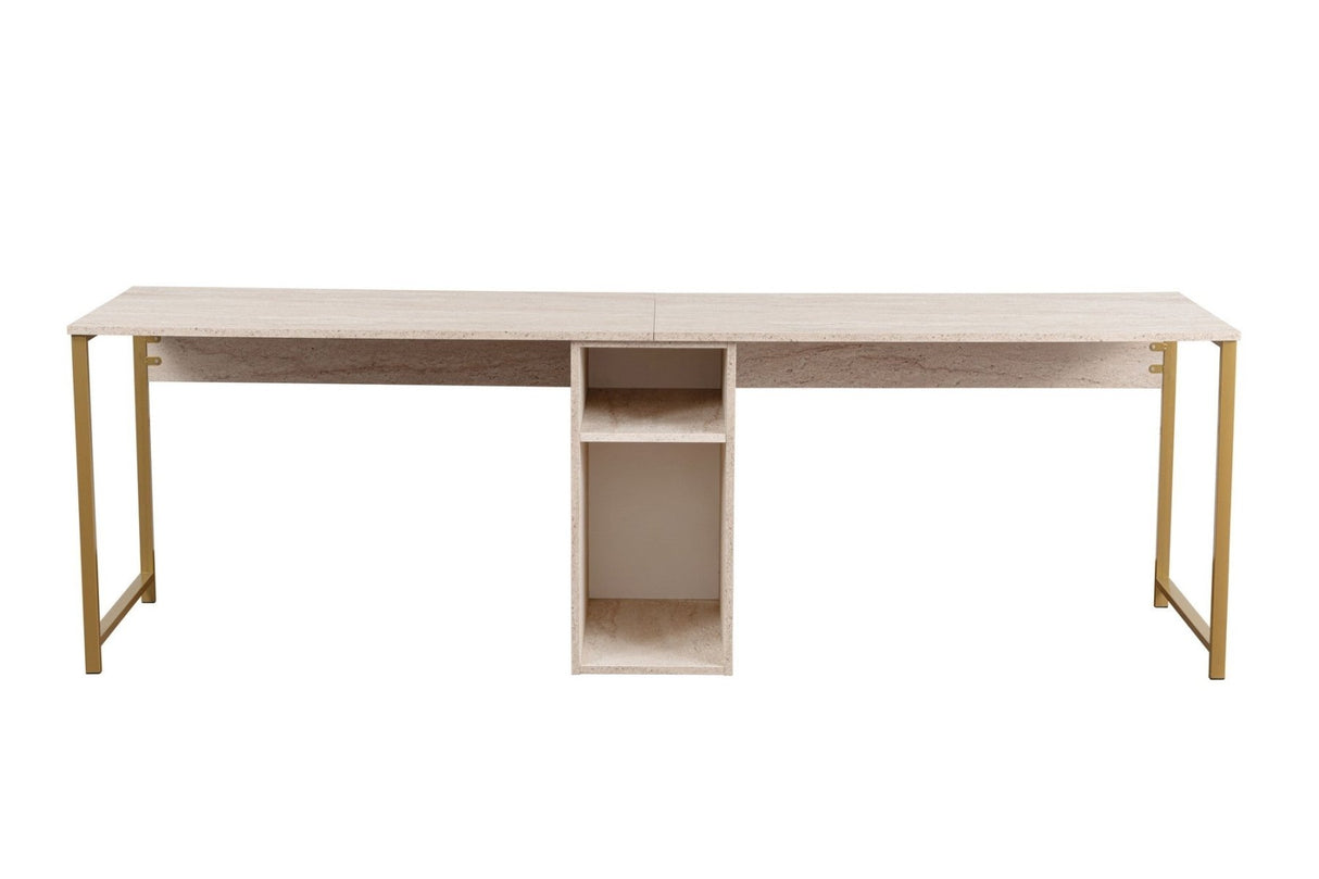 Bureaus - Studiebureau Twin Travertin Goud 240x60 cm Melamine - Dimehouse