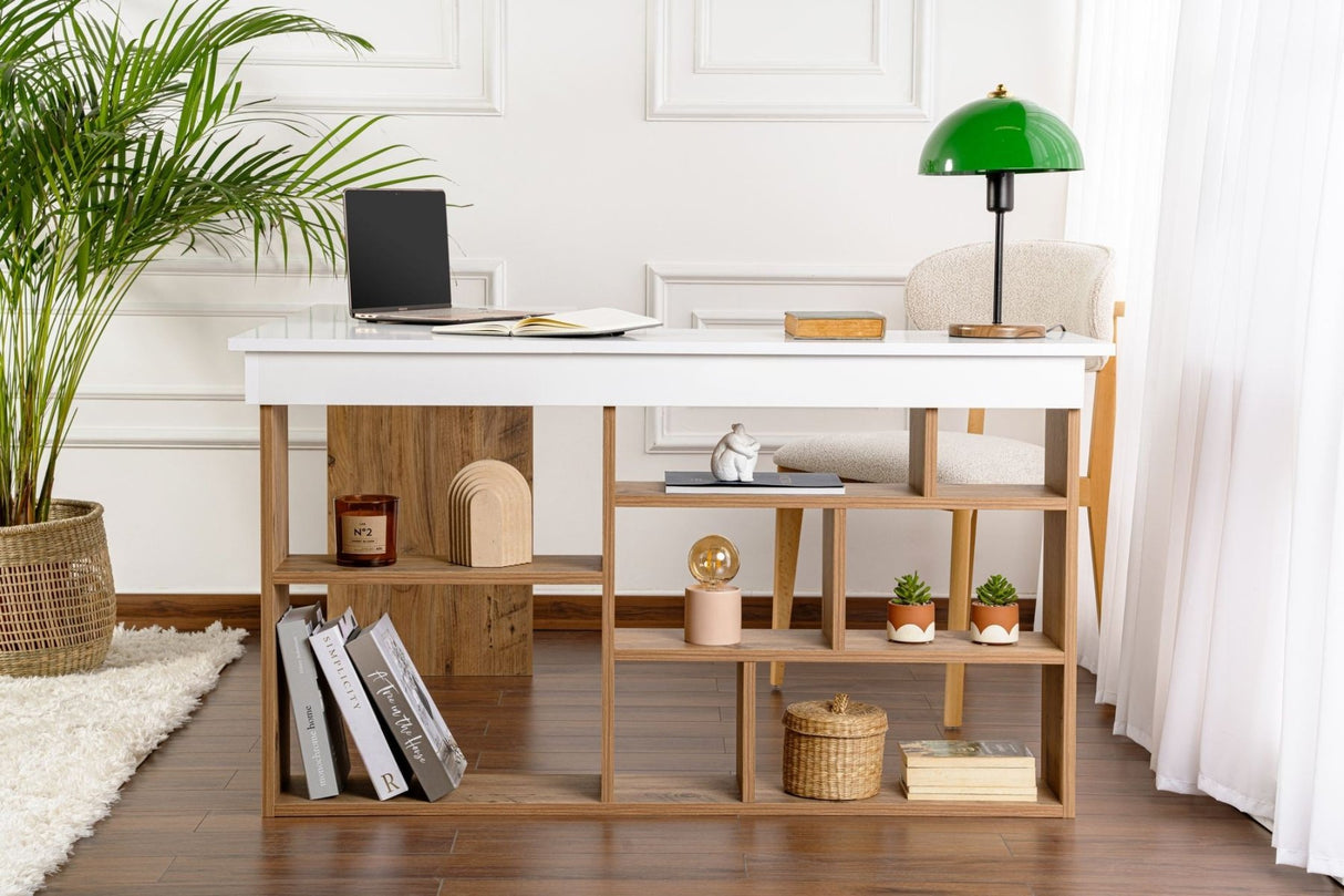 Vesper Study Desk 130x120 cm with pinewood White Atlantic Pine Melamine