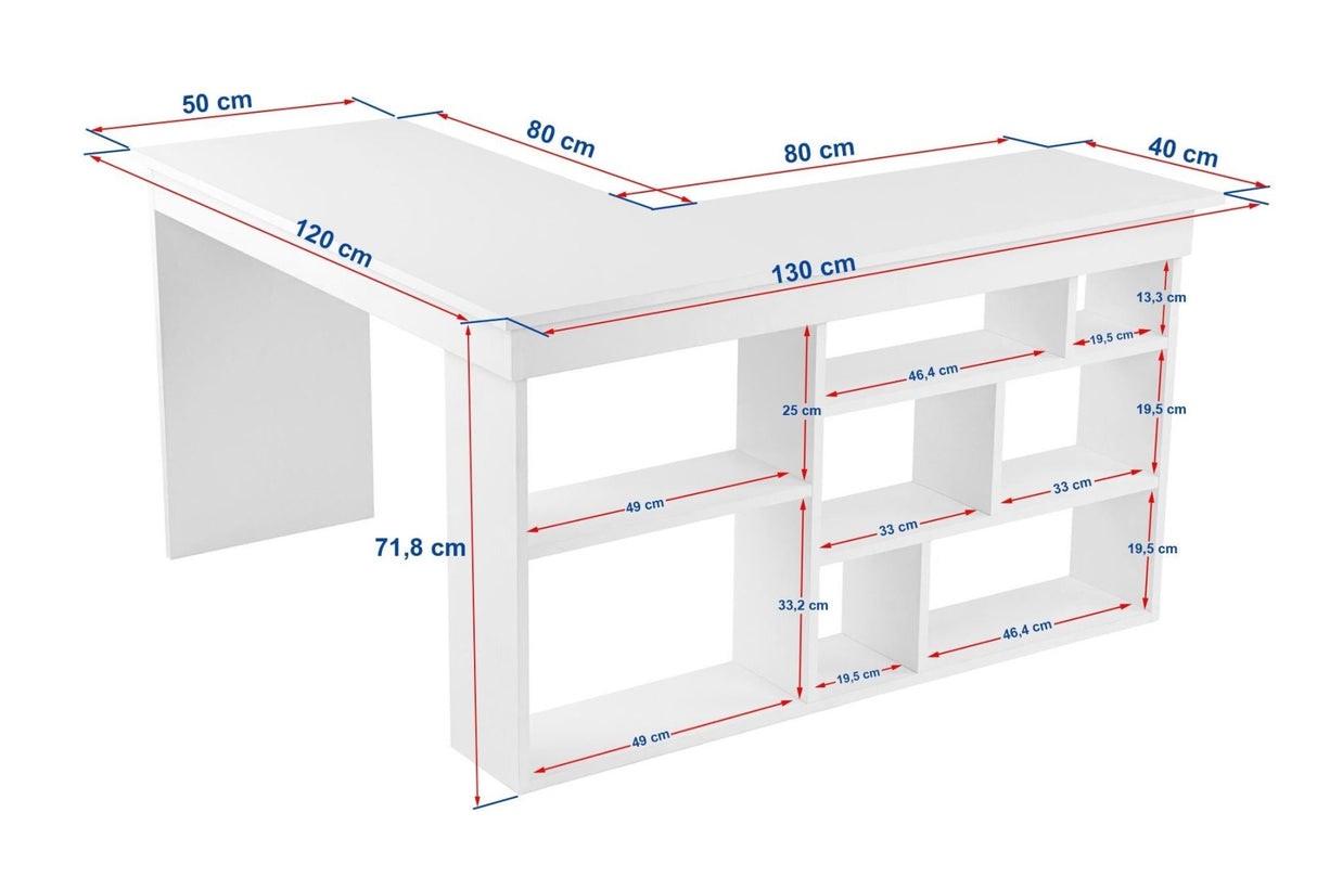 Vesper Study Desk 130x120 cm with pinewood White Atlantic Pine Melamine