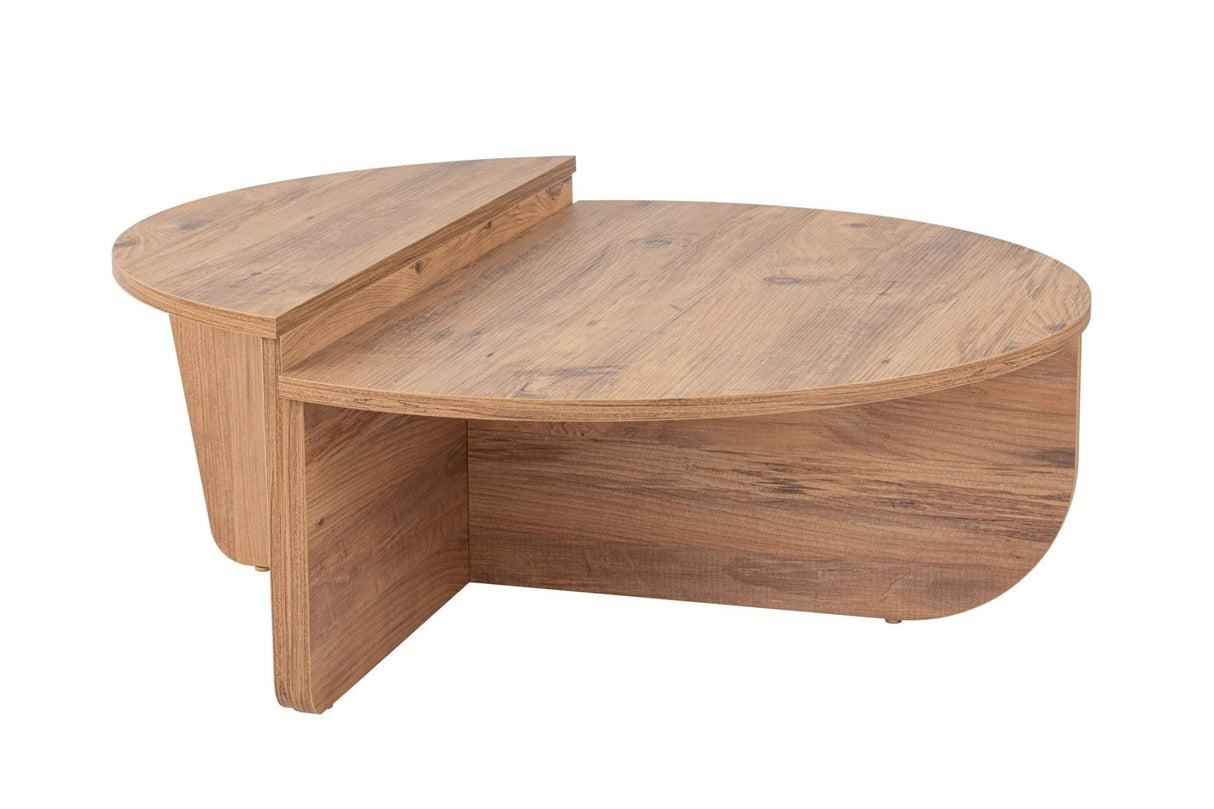 Salontafels - Ronde Salontafel Atlantisch Dennenhout Getrapt Melamine 90 cm Orin - Dimehouse