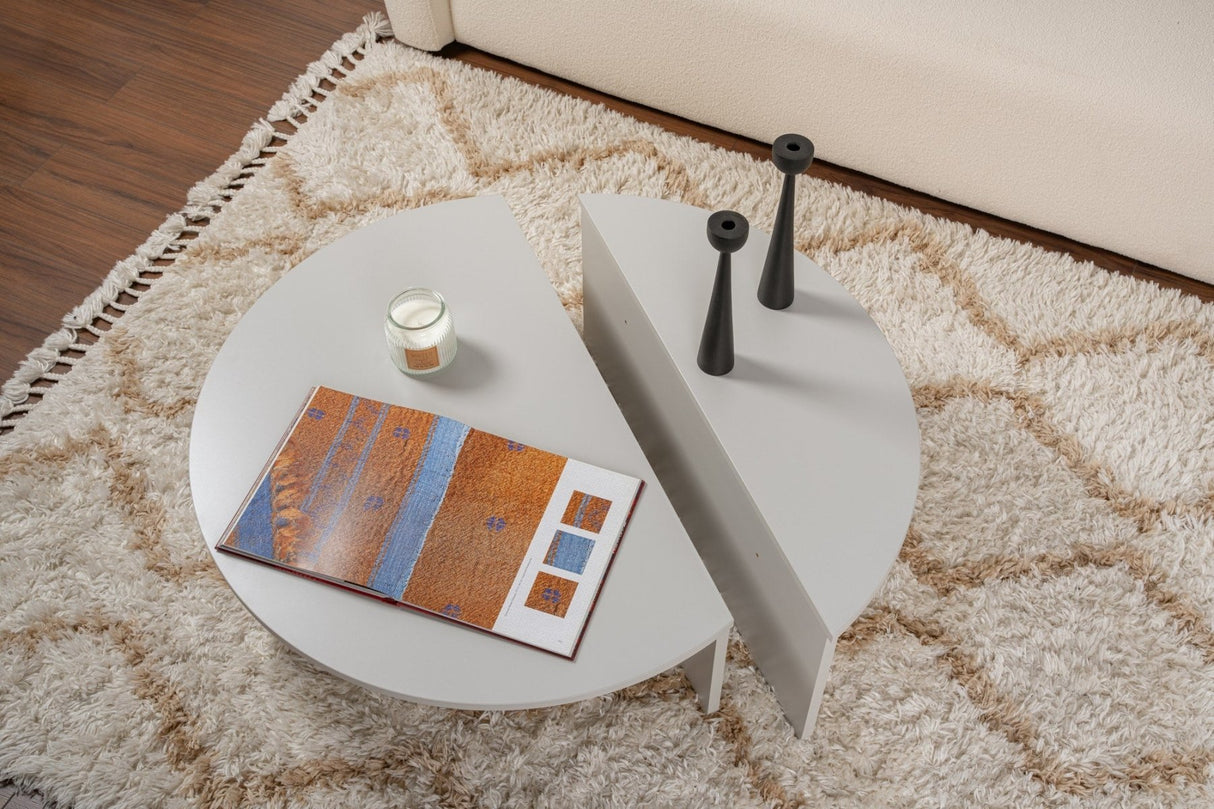Salontafels - Ronde Salontafel Grijs Getrapt Melamine 90 cm Orin - Dimehouse