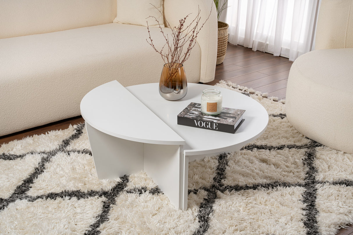 Round Coffee Table White 85 cm Melamine Orin