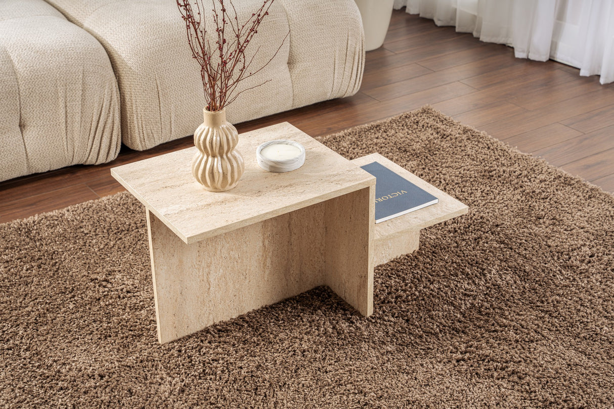Beige Marble Look Melamine Coffee Table Eterna