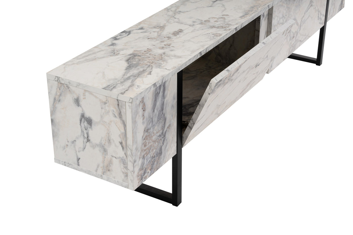 TV Cabinet Marble Melamine Black Frame Blitz 50x180x29.5 cm