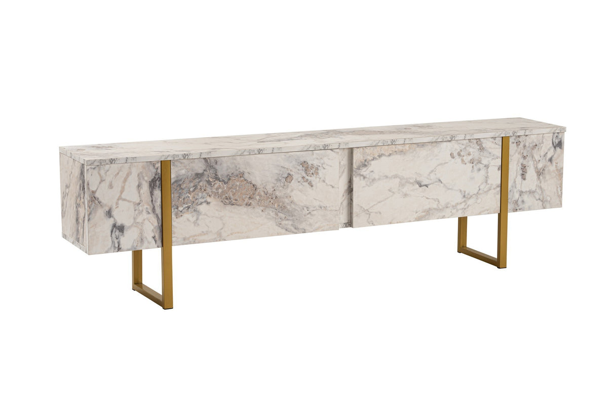 TV Cabinet Marble Melamine Golden Frame Blitz 50x180x29.5 cm
