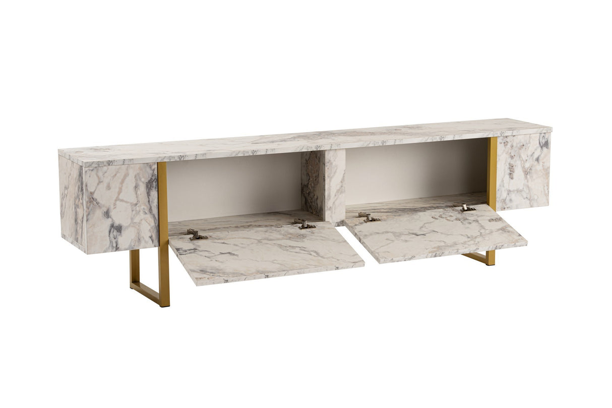 TV Cabinet Marble Melamine Golden Frame Blitz 50x180x29.5 cm