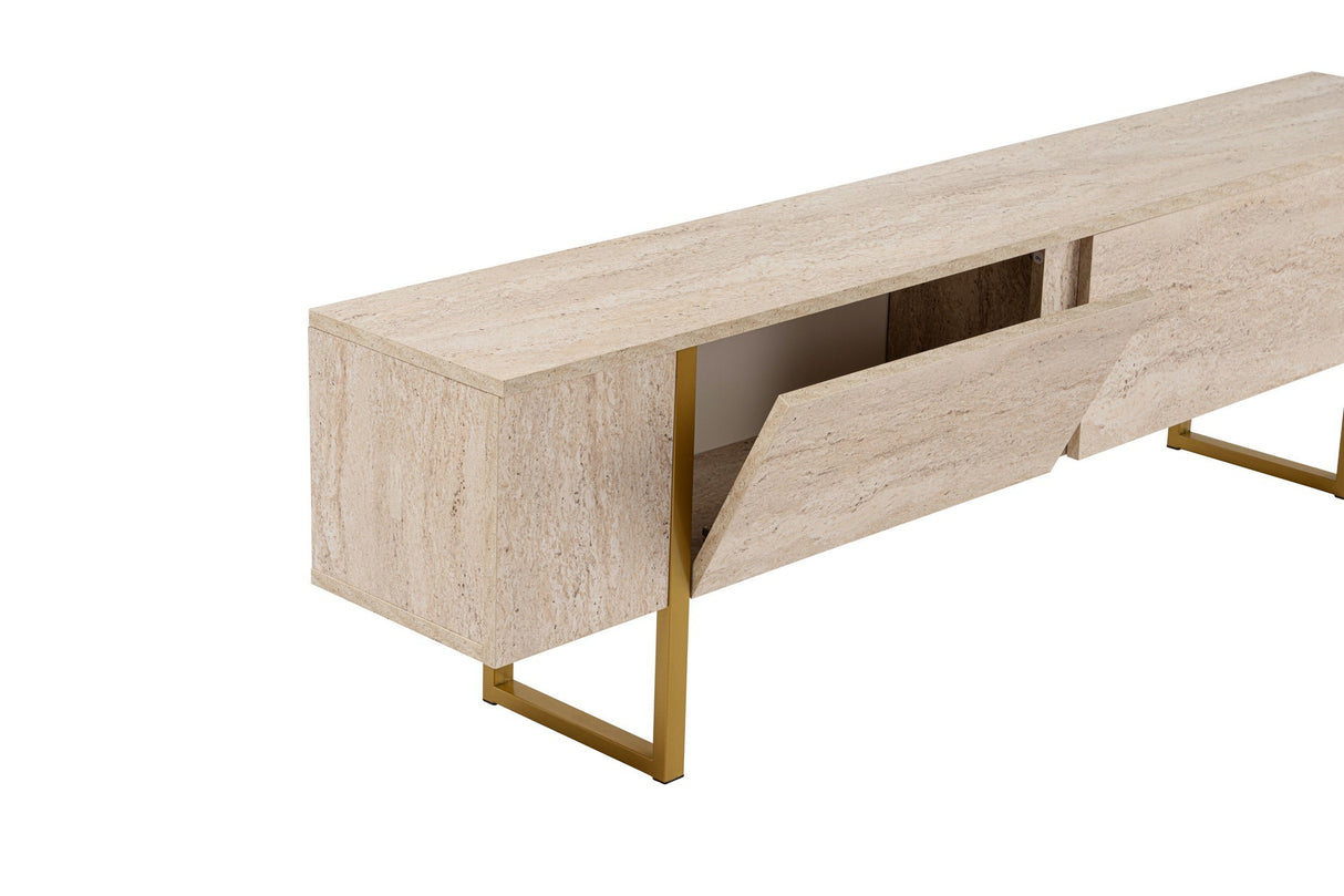 TV Meubels - TV Meubel Beige Melamine Fouden Frame Blitz 50x180x29,5 cm - Dimehouse