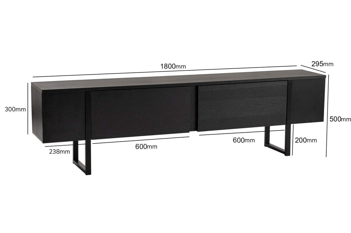 TV Meubels - TV Meubel Zwart Melamine zwart frame 180x50x29,5 cm - Blitz - Dimehouse