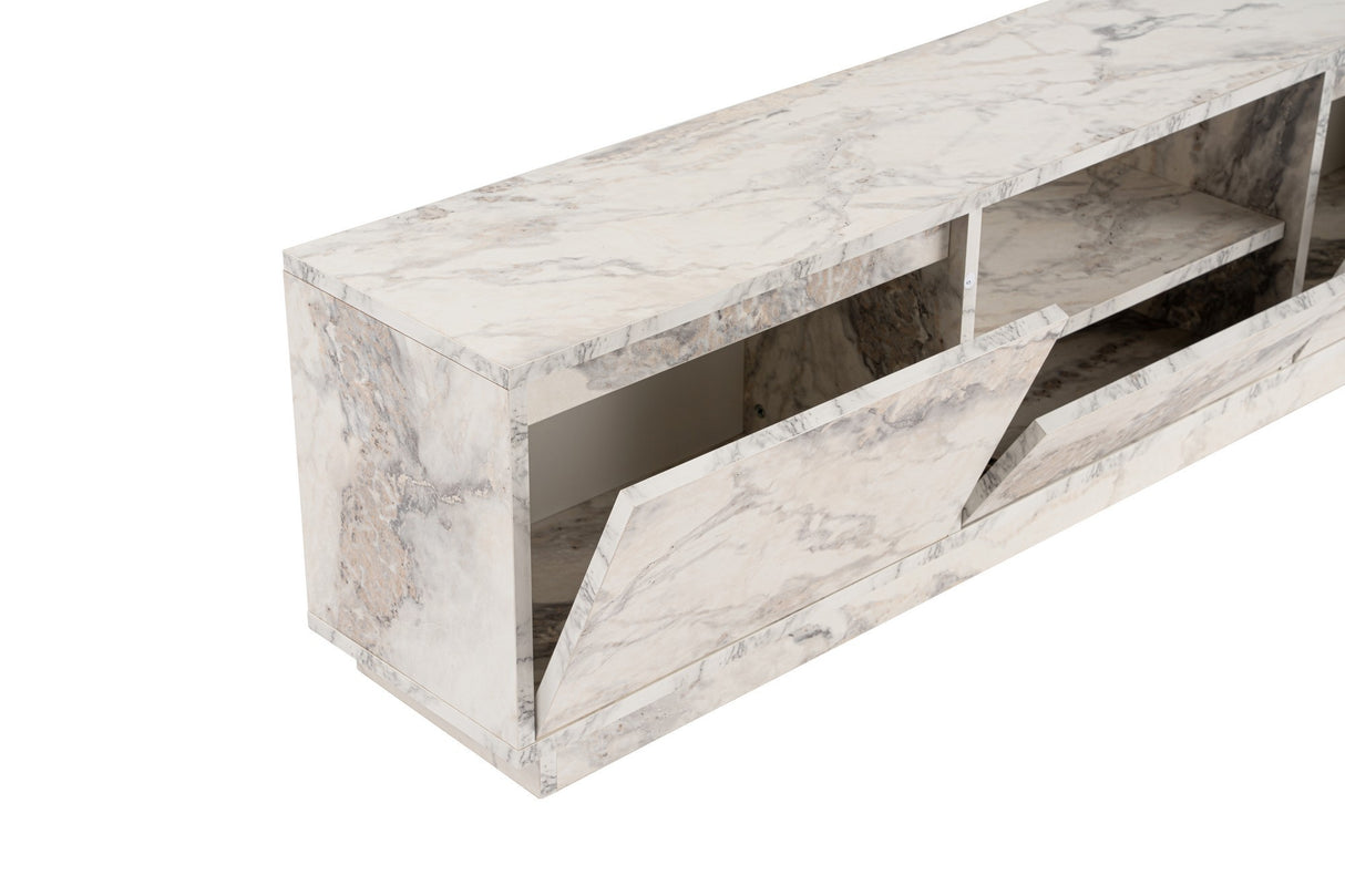 TV Meubels - TV Meubel Marmer Melamine - drie kastjes - 160x42x29,5 cm - Flare - Dimehouse