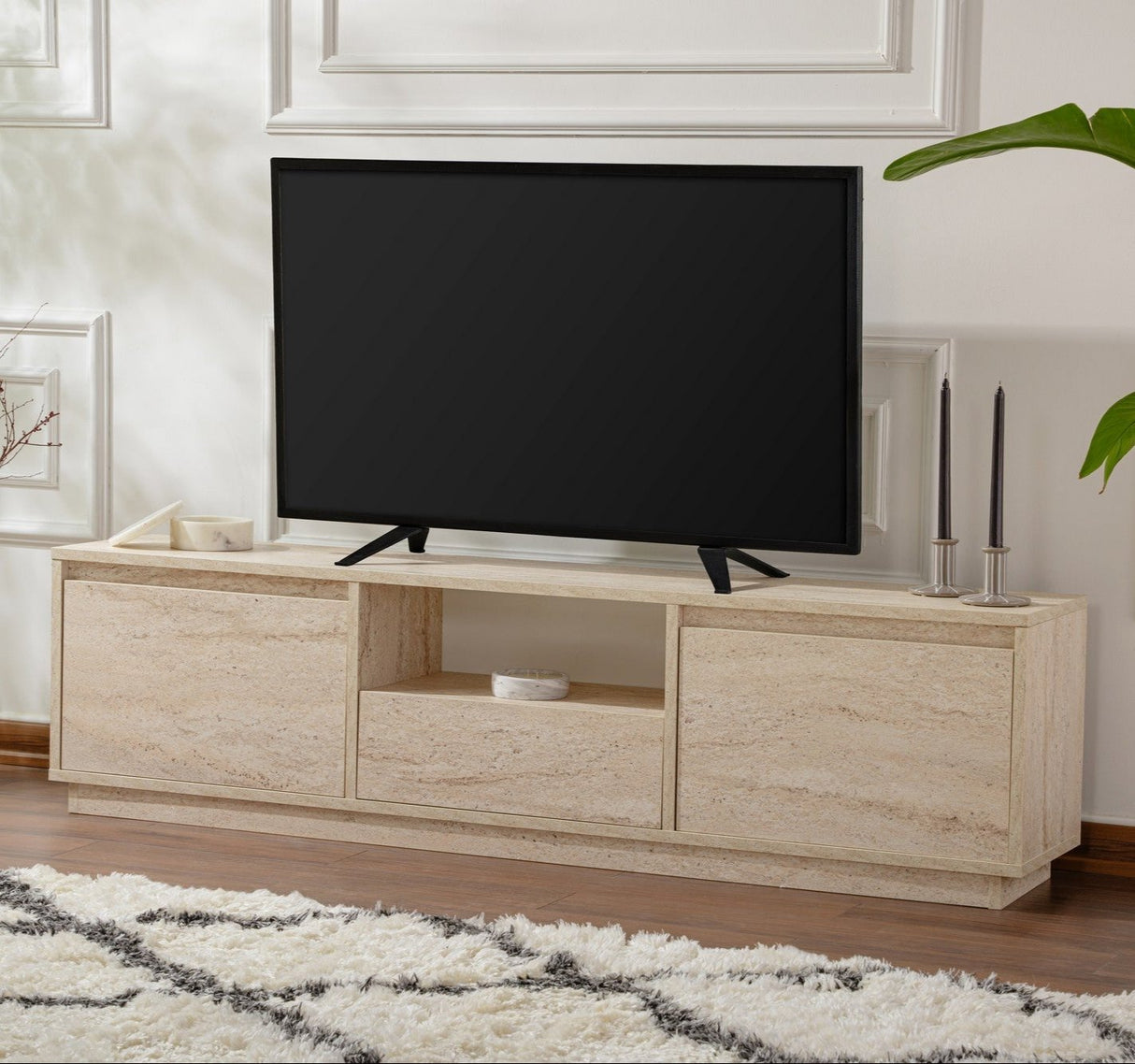 TV Cabinet Beige Melamine Flare 42x160x29.5 cm