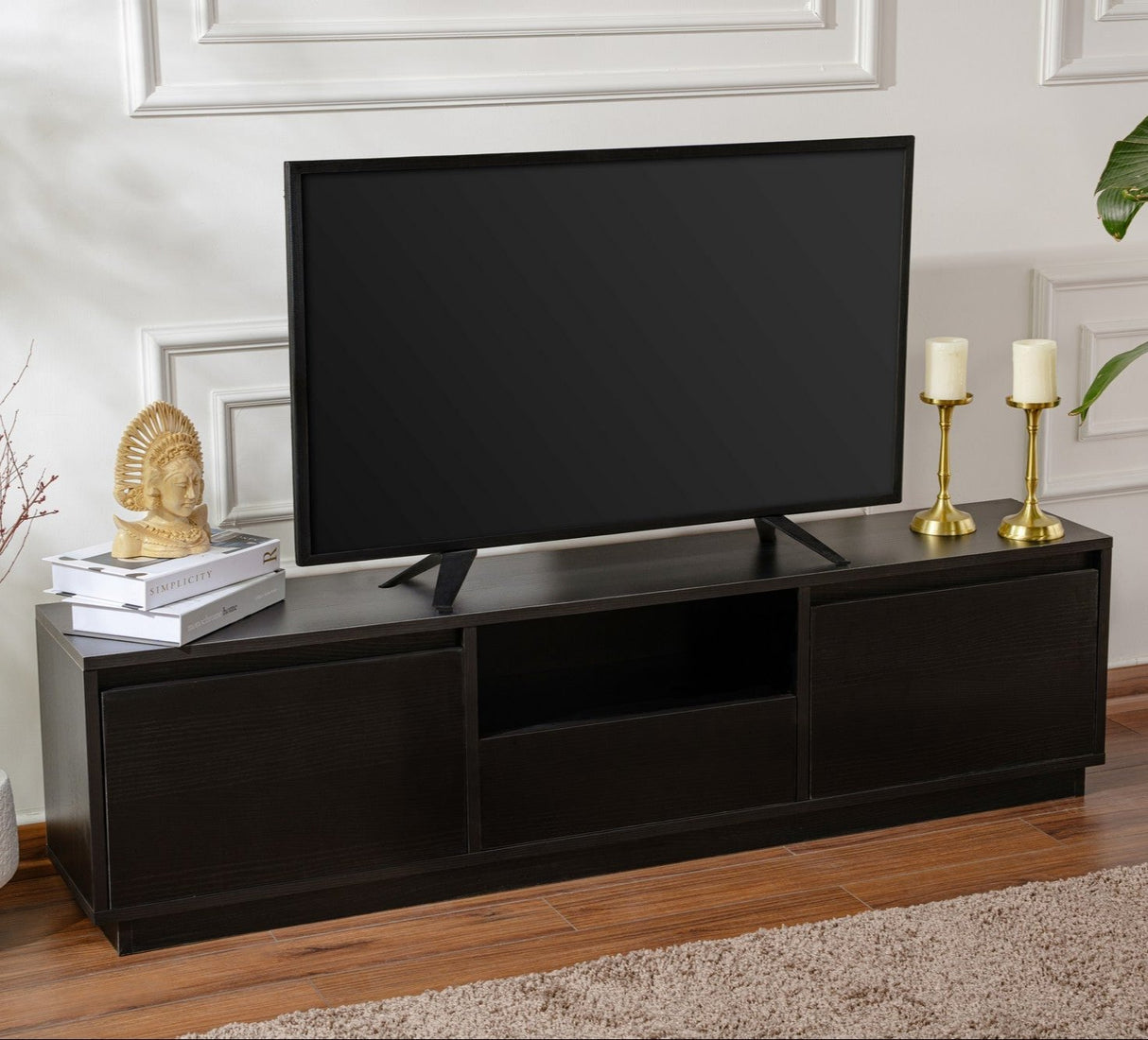 TV Cabinet Black Melamine Flare 42x160x29.5 cm