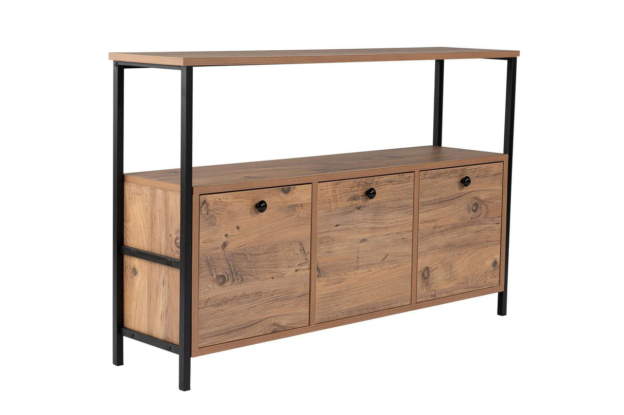 Sideboard Atlantic Pine Saloce - Black Frame - Three Compartments - 120x77 cm