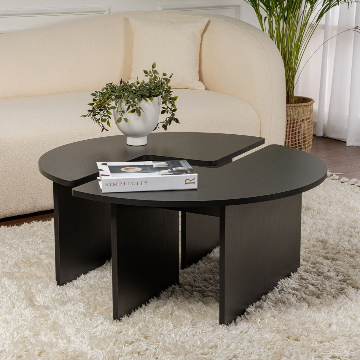 Round Coffee Table Moari Black Melamine 90 cm