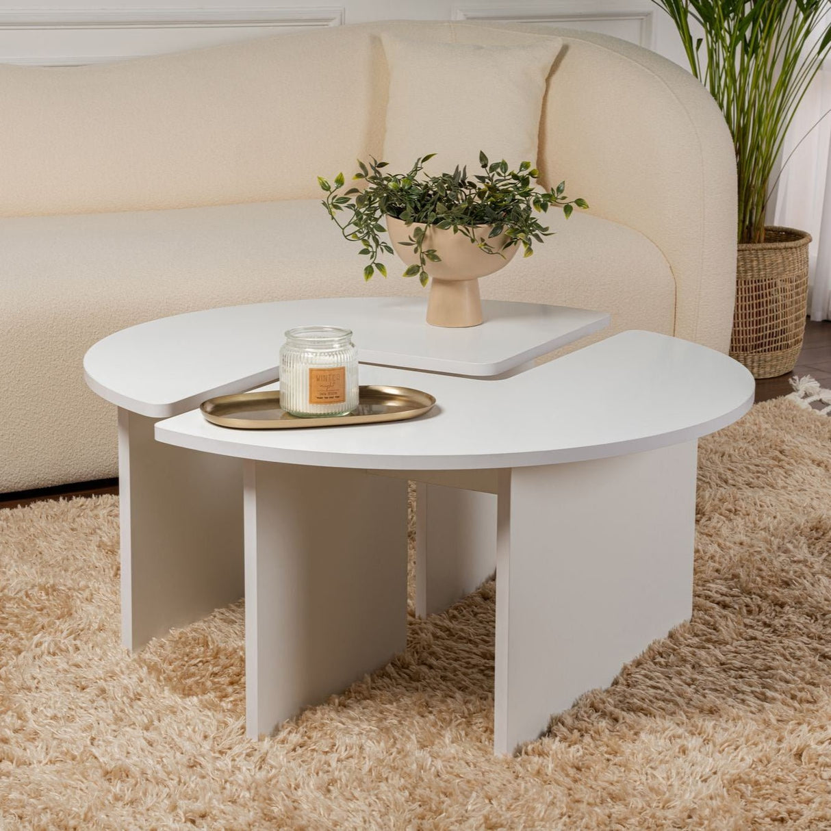 Round Coffee Table Moari White Melamine 90 cm