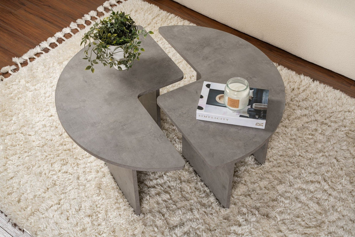 Round Coffee Table Moari Concrete Look Gray Melamine 90 cm