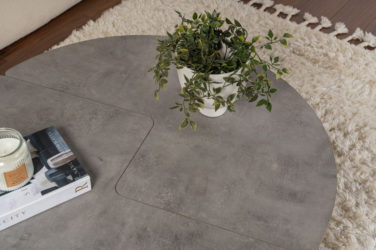 Round Coffee Table Moari Concrete Look Gray Melamine 90 cm