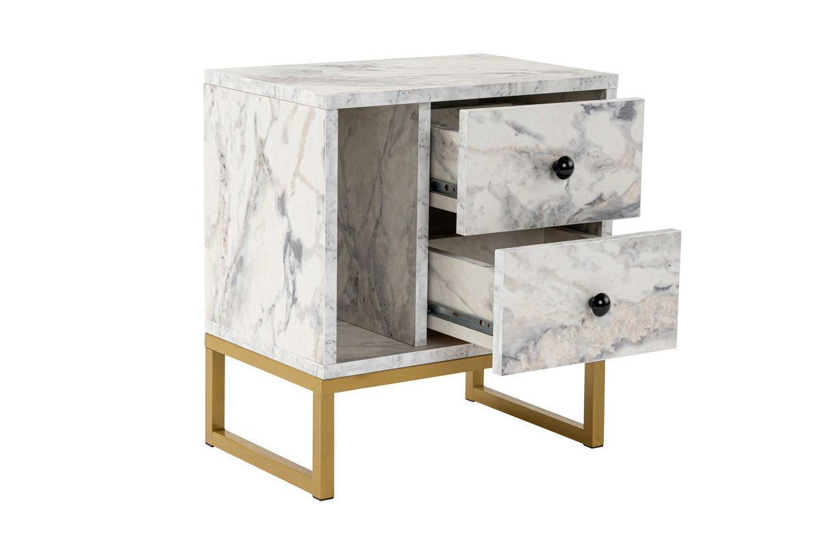 Nightstand Marble Melamine Golden Frame Pulsar