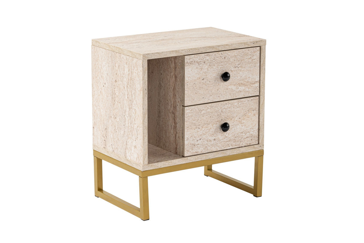 Nightstand Beige Melamine Pulsar - Golden Frame