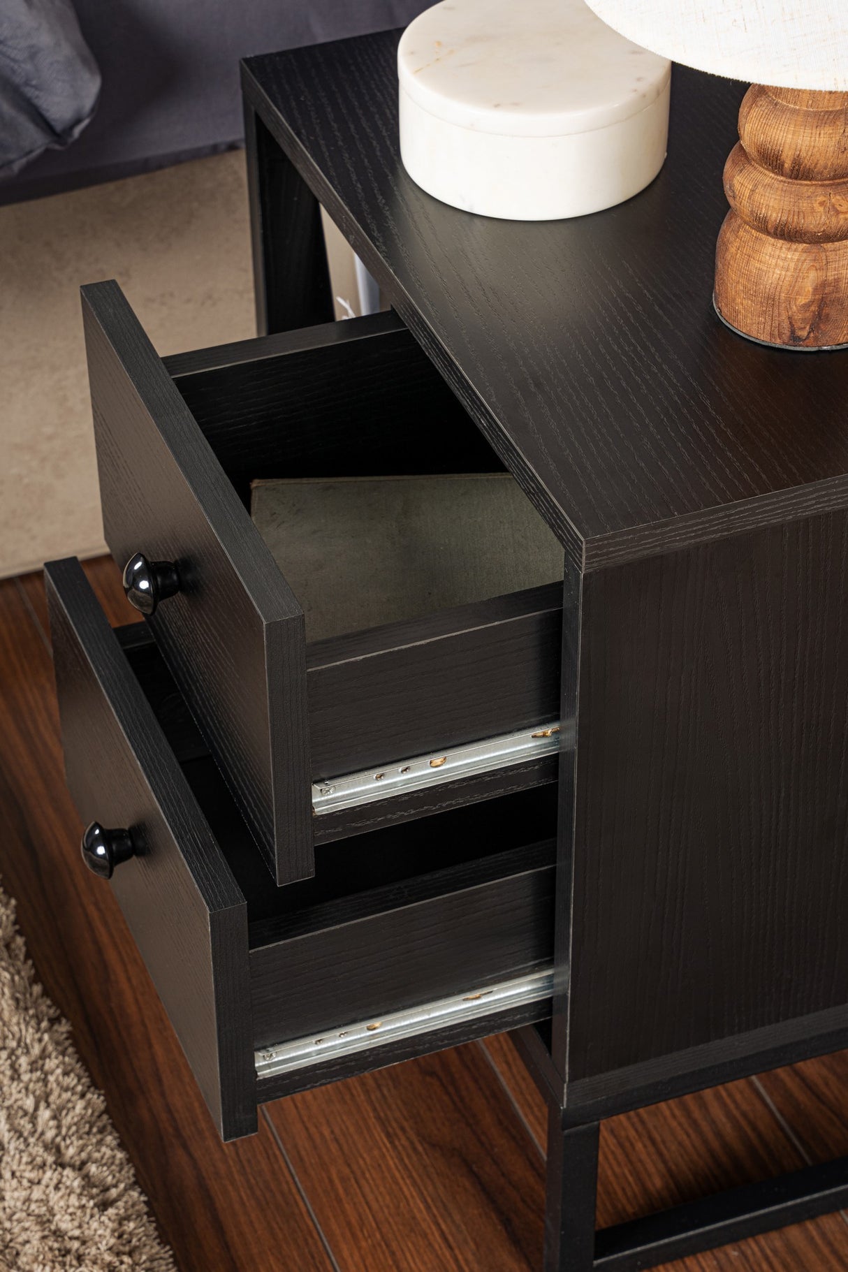 Nightstand Black Melamine Pulsar