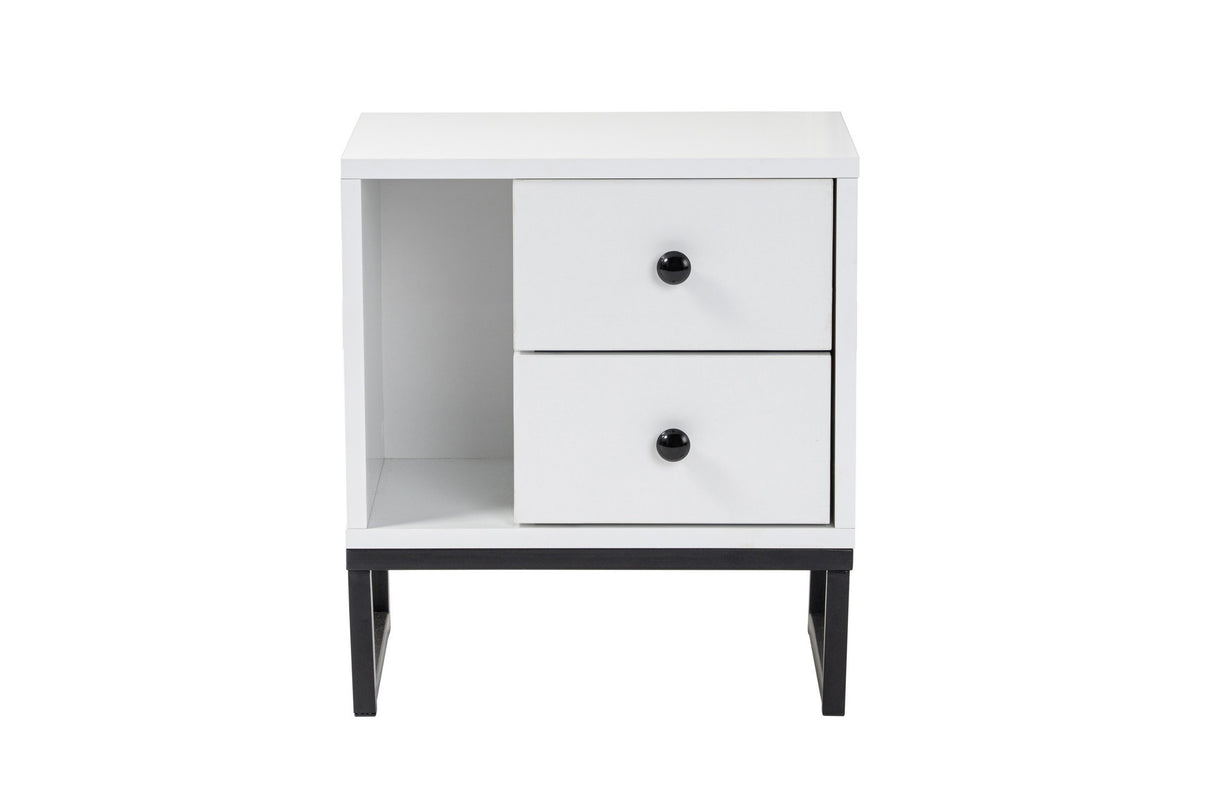 Nightstand White Melamine Pulsar - Black Frame