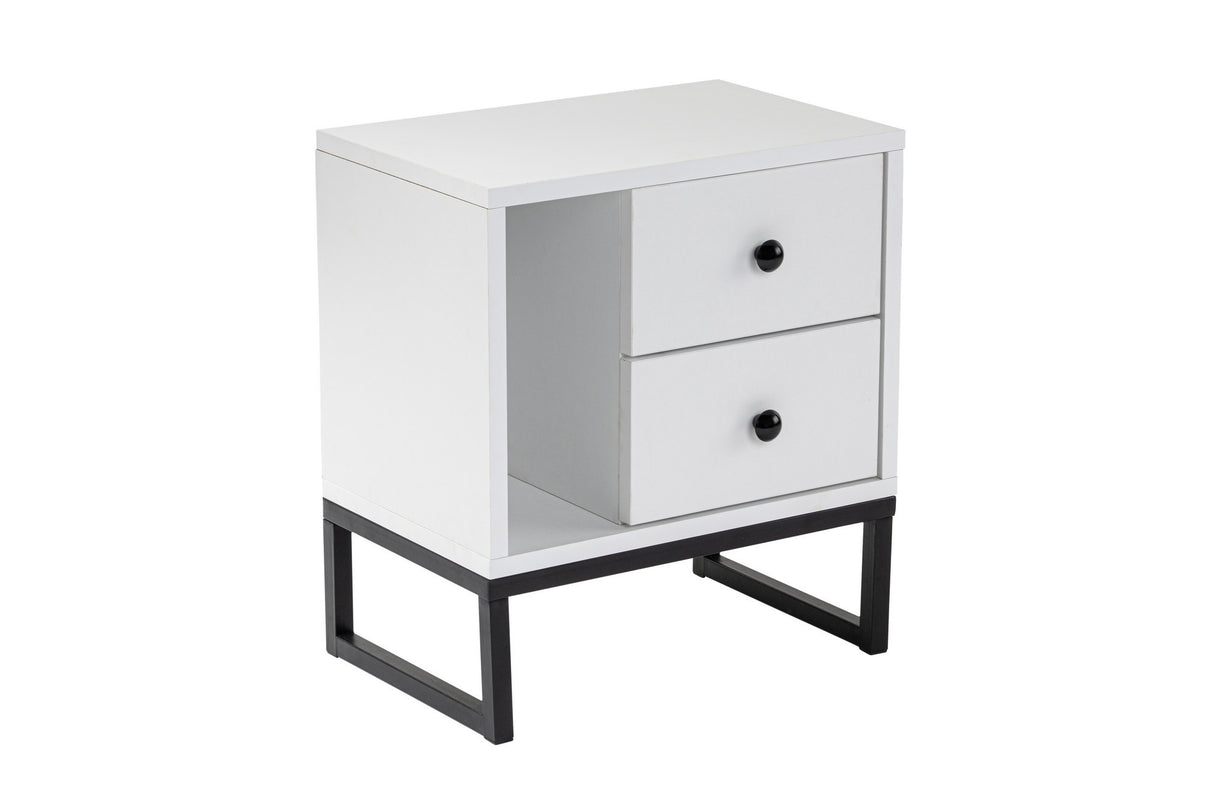 Nightstand White Melamine Pulsar - Black Frame