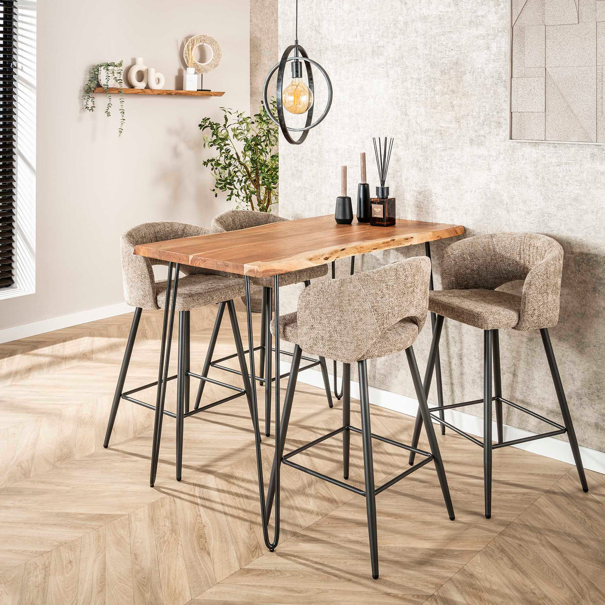 Industrial Bar Table Acacia Wood Elin 130 cm