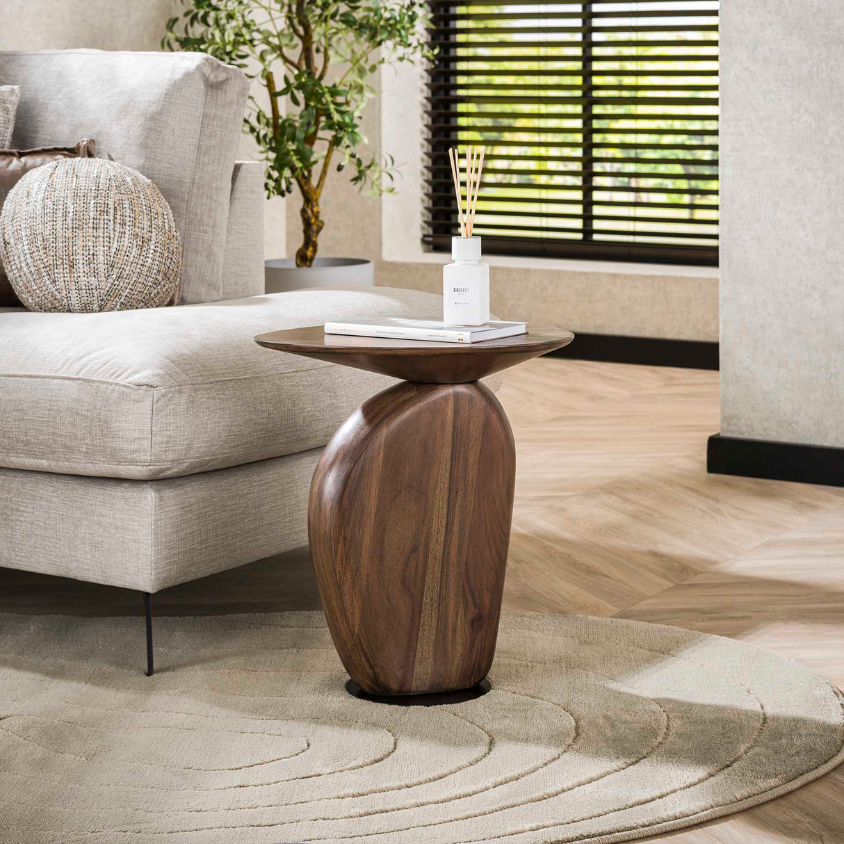 Side Table Acacia Glaze Brown 45x36x50 cm