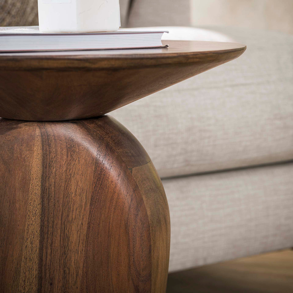 Side Table Acacia Glaze Brown 45x36x50 cm