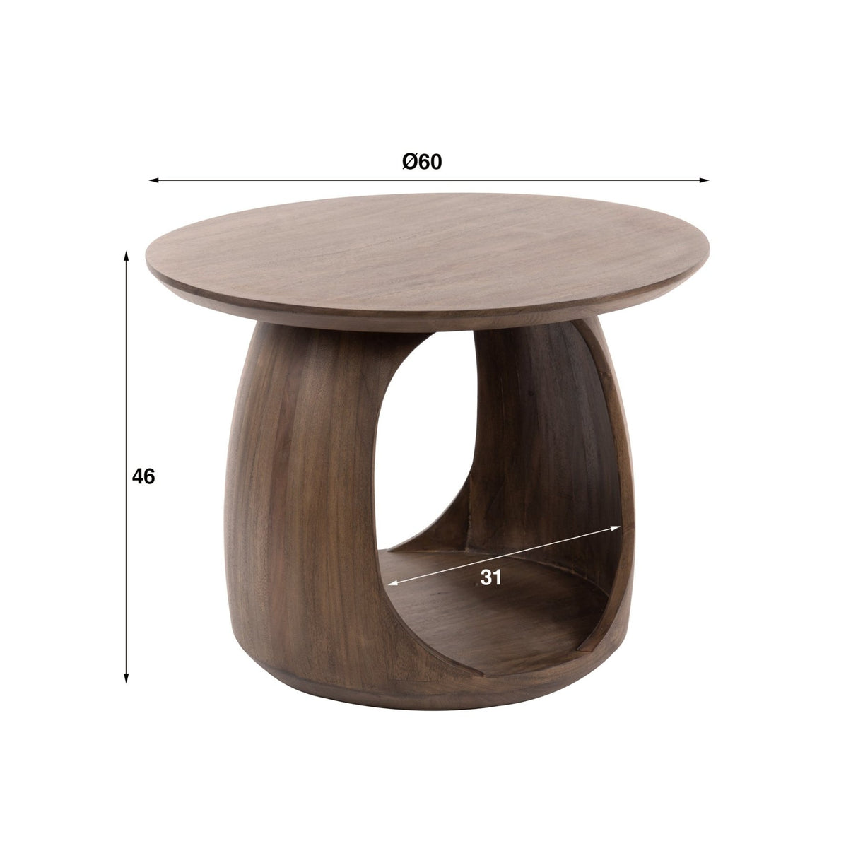 Side Table Nore Solid Acacia Brown 60x60x46 cm