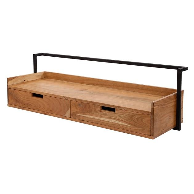 Floating Industrial Desk Naomi Acacia Wood 2 drawers 120x38x37 cm