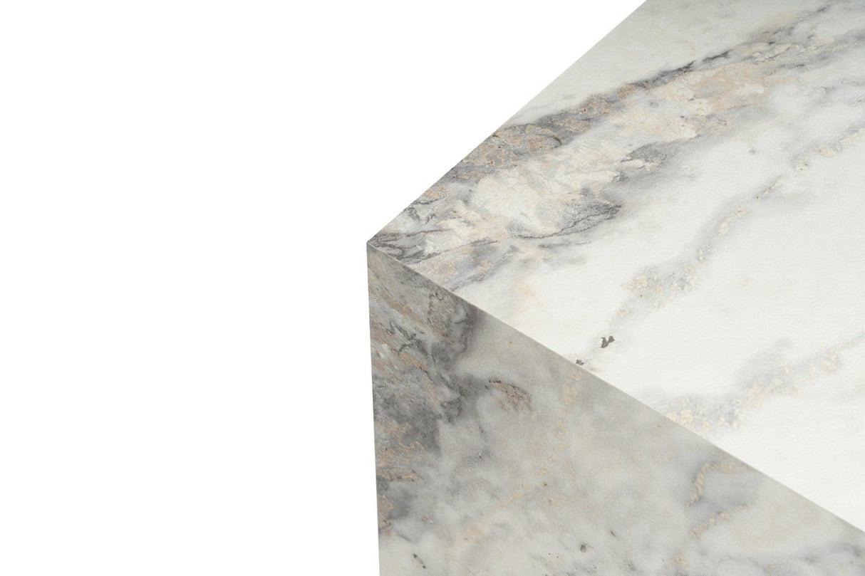 Modern Side Table Set of 2 Cube Square Marble Look - 40x40x40/45