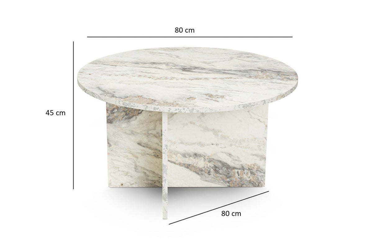 Round Coffee Table Armo Marble Look 80 cm